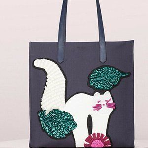 Kate Spade Kitty Cat Embellished Large NS Tote